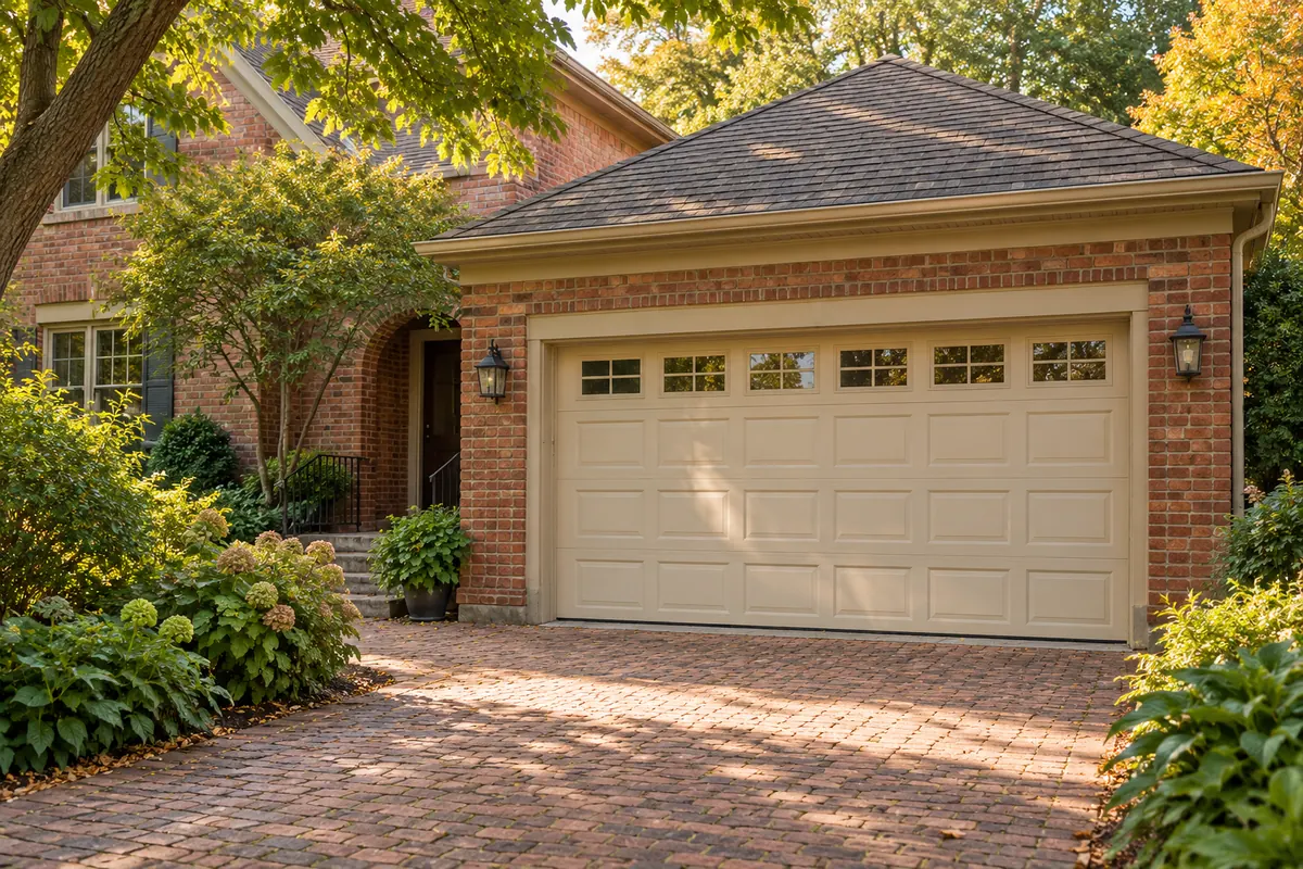 Representative residential garage and driveway